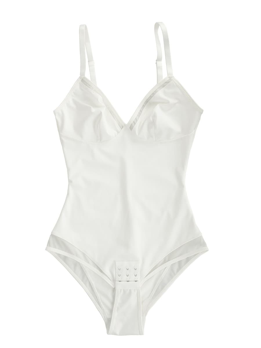 HeyCurve| Sexet dyb V-hals mesh gennemsigtig bodystocking